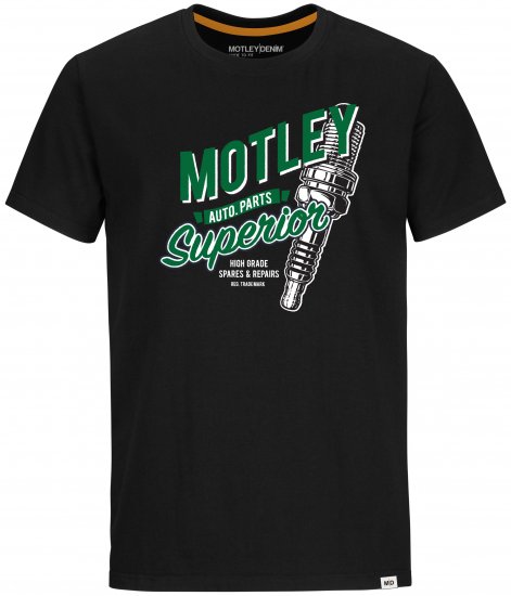 Motley Denim Derry T-shirt Green on Black - T-skjorter - Store T-skjorter - 2XL-14XL
