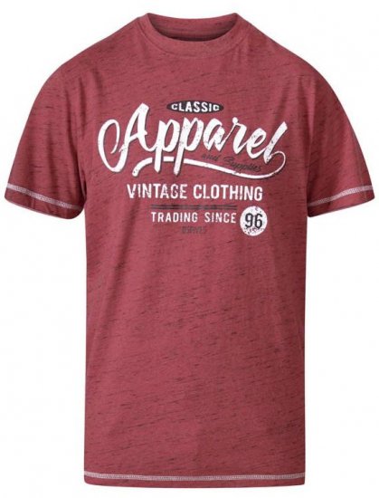 D555 Douglas Classic Apparel Crew Neck Printed T-Shirt Red Reno - T-skjorter - Store T-skjorter - 2XL-14XL