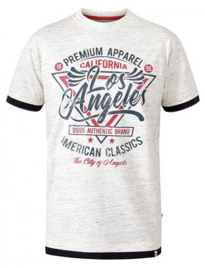 D555 Ellwood Los Angeles Crew Neck Printed T-Shirt Off White Reno - T-skjorter - Store T-skjorter - 2XL-14XL