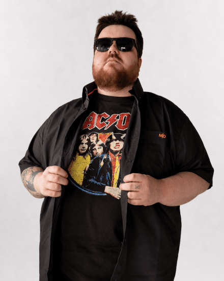 D555 Hugh Official ACDC Highway To Hell T-skjorte med trykk Svart - T-skjorter - Store T-skjorter - 2XL-14XL