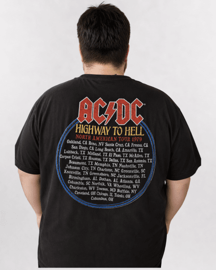 D555 Hugh Official ACDC Highway To Hell T-skjorte med trykk Svart - T-skjorter - Store T-skjorter - 2XL-14XL