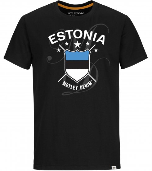 Motley Denim Estonia T-shirt Black - T-skjorter - Store T-skjorter - 2XL-14XL
