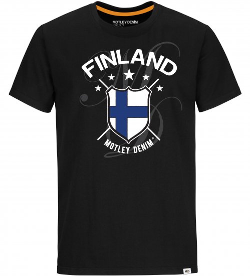 Motley Denim Finland T-shirt Black - T-skjorter - Store T-skjorter - 2XL-14XL
