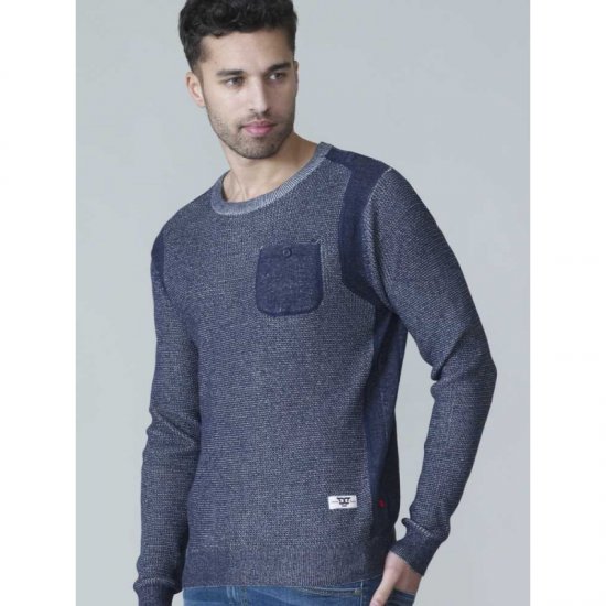 D555 Bryson Crewneck Sweater with Pocket Navy - Gensere og hettegensere - Store hettegensere - 2XL-14XL