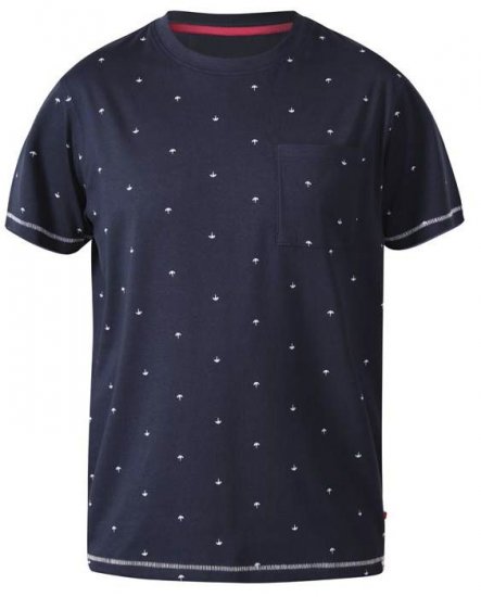 D555 Forbes Umbrella Printed Crew Neck T-Shirt Navy - T-skjorter - Store T-skjorter - 2XL-14XL