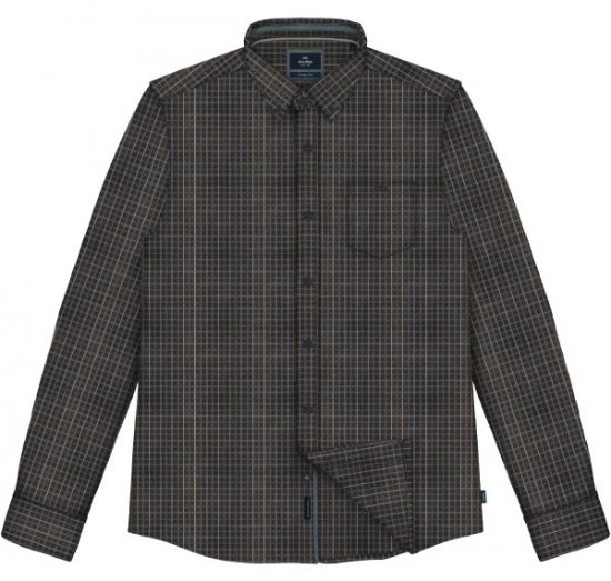 Double Outfitters FS-5230 Rutete skjorte Mørkeblå/Brun - Skjorter - Store skjorter - 2XL-8XL