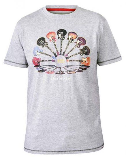 D555 Gillard Guitars Crew Neck Printed T-Shirt Grey - T-skjorter - Store T-skjorter - 2XL-14XL