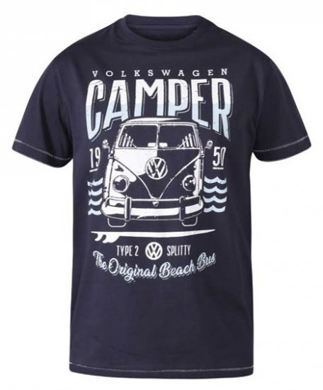 D555 Gorton Official Licensed VW Product Campervan Printed T-Shirt Navy - T-skjorter - Store T-skjorter - 2XL-14XL