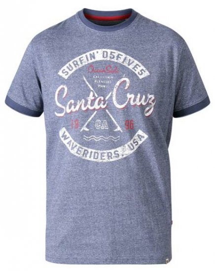D555 Gove Santa Cruz Surfer Print Ringer T-Shirt Navy - T-skjorter - Store T-skjorter - 2XL-14XL