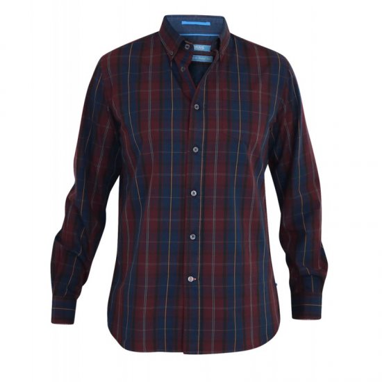 D555 Grady Long Sleeve Check Shirt - Skjorter - Store skjorter - 2XL-8XL