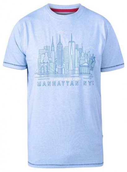 D555 Hemsworth Manhattan Sky Line Crew Neck Printed T-Shirt Blue - T-skjorter - Store T-skjorter - 2XL-14XL