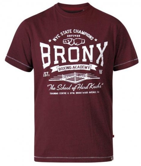 D555 Huddlestone Bronx Boxing Crew Neck Printed T-Shirt Red - T-skjorter - Store T-skjorter - 2XL-14XL
