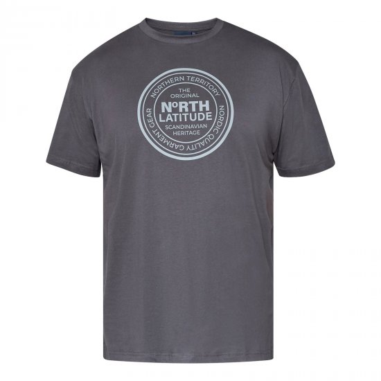 North Latitude T-Shirt Grå/Koksgrå - T-skjorter - Store T-skjorter - 2XL-14XL
