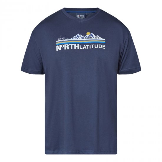 North Latitude Mountain T-Shirt V-Neck Mørkeblå - TALL T-skjorter - Ekstra Lange T-skjorter