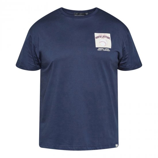 North Latitude T-Shirt With Print Mørkeblå - T-skjorter - Store T-skjorter - 2XL-14XL
