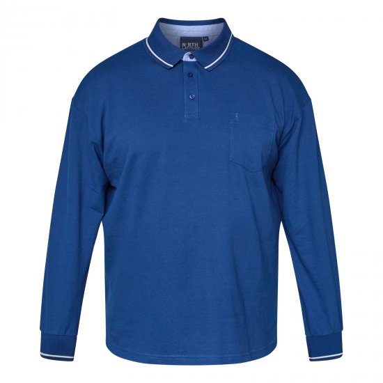 North Latitude Superflex Polo LS Blå - Polo- & piqueskjorter - Poloskjorte i store størrelser - 2XL-8XL