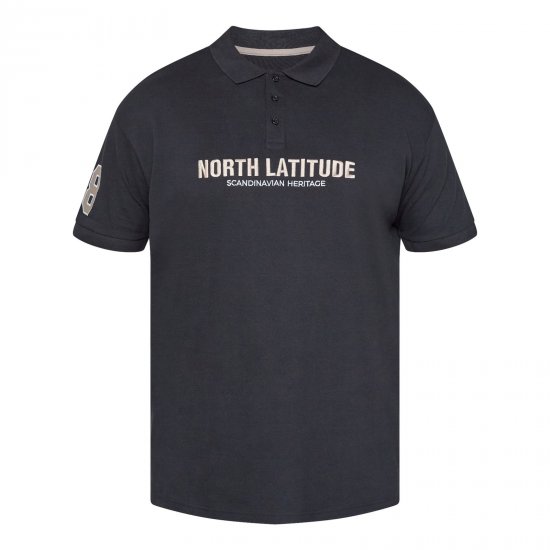 North Latitude Logo Polo Svart - TALL piqueskjorter - TALL poloskjorter med ekstra lengde