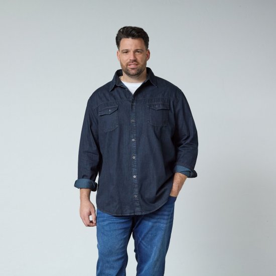 North Latitude Denim Shirt LS Blå - Skjorter - Store skjorter - 2XL-8XL