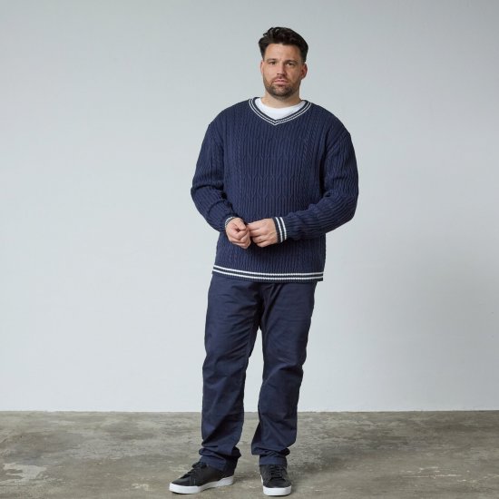 North Latitude V-Neck Knit Mørkeblå - TALL gensere - TALL gensere for høye menn