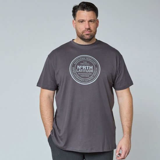 North Latitude T-Shirt Grå/Koksgrå - T-skjorter - Store T-skjorter - 2XL-14XL