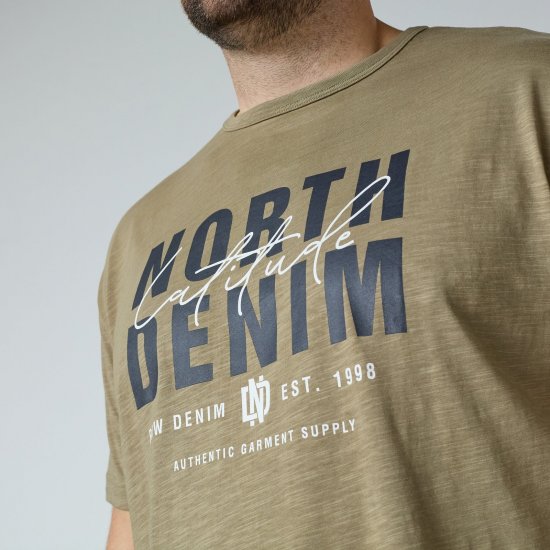 North Latitude T-Shirt Slub With Print Brun/Beige - T-skjorter - Store T-skjorter - 2XL-14XL
