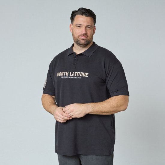 North Latitude Logo Polo Svart - Polo- & piqueskjorter - Poloskjorte i store størrelser - 2XL-8XL