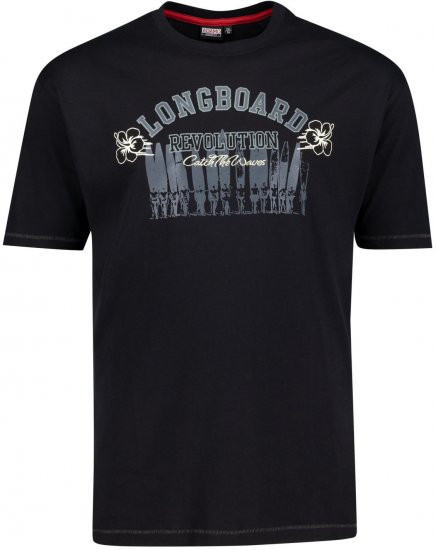 Adamo Longboard Regular Fit Printed T-shirt Black - T-skjorter - Store T-skjorter - 2XL-14XL