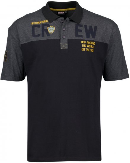 Adamo Crew Printed Jersey Poloshirt Charcoal - Polo- & piqueskjorter - Poloskjorte i store størrelser - 2XL-8XL