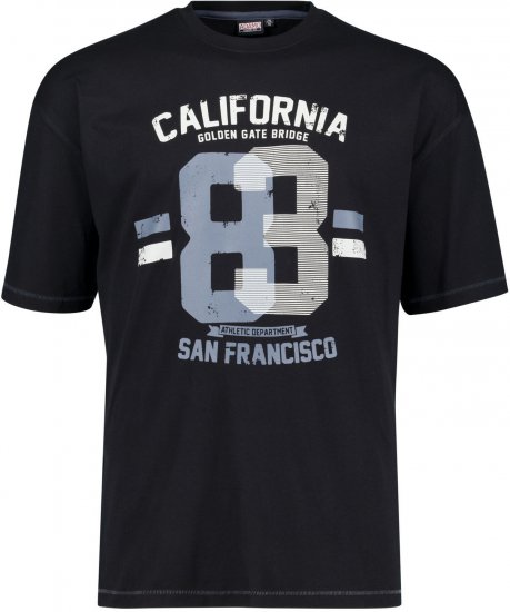 Adamo Golden Gate Comfort Fit Printed T-shirt Black - T-skjorter - Store T-skjorter - 2XL-14XL