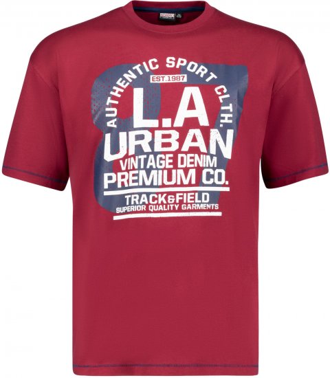 Adamo Urban Comfort Fit Printed T-shirt Burgundy - T-skjorter - Store T-skjorter - 2XL-14XL