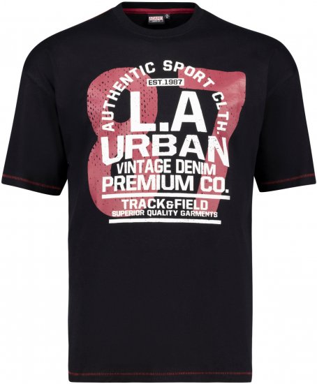Adamo Urban Comfort Fit Printed T-shirt Black - T-skjorter - Store T-skjorter - 2XL-14XL