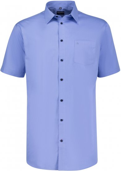 Adamo Warren Comfort Fit Short Sleeve Shirt Medium Blue - Skjorter - Store skjorter - 2XL-8XL
