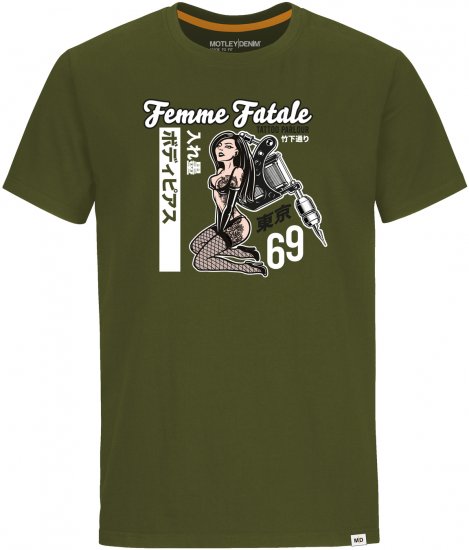 Motley Denim Hampton T-shirt Dark Khaki - T-skjorter - Store T-skjorter - 2XL-14XL