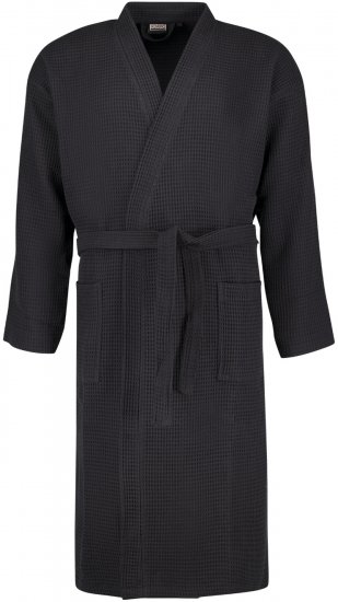 Adamo Jadon Waffelpiqué Bathrobe Black - Undertøy & badetøy - Undertøy store størrelser 