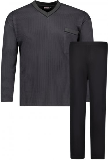 Adamo Gustav Long sleeve Pyjama Charcoal - Undertøy & badetøy - Undertøy store størrelser 