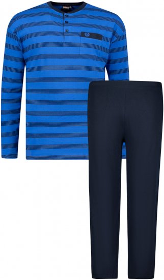 Adamo Alex Serafino Long sleeve Pyjama Royal Blue - Undertøy & badetøy - Undertøy store størrelser 