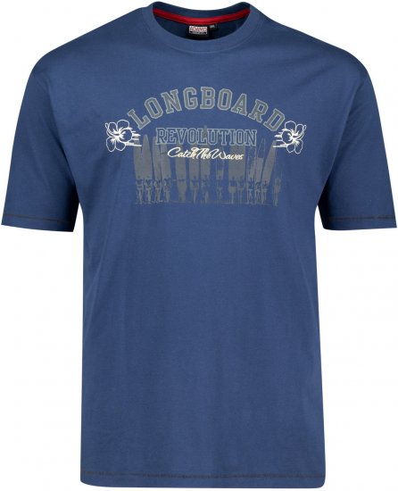 Adamo Longboard Regular Fit Printed T-shirt Denim Blue - T-skjorter - Store T-skjorter - 2XL-14XL