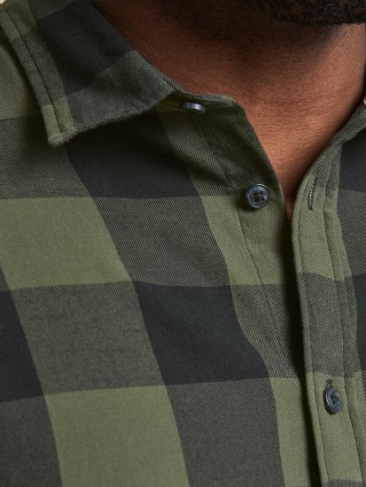 Jack & Jones Gingham L/S Shirt Dusty Olive - Skjorter - Store skjorter - 2XL-8XL