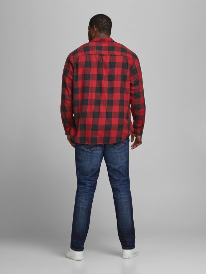 Jack & Jones Gingham Shirt L/S Brick Red - Skjorter - Store skjorter - 2XL-8XL