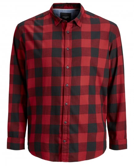 Jack & Jones Gingham Shirt L/S Brick Red - Skjorter - Store skjorter - 2XL-8XL