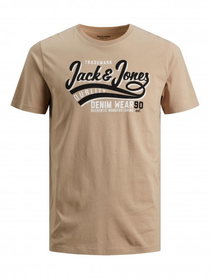 Jack & Jones JJELOGO TEE Beige - T-skjorter - Store T-skjorter - 2XL-14XL