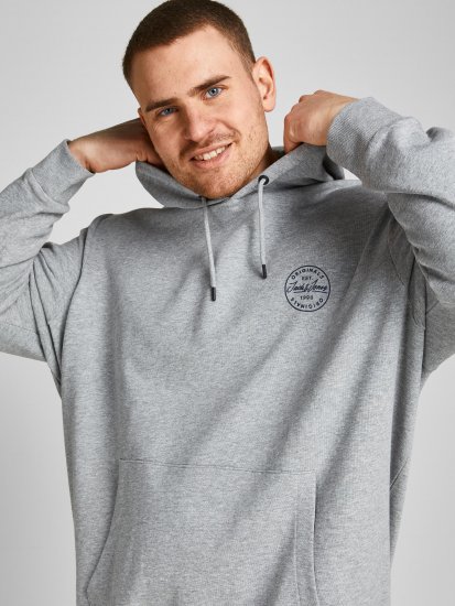 Jack & Jones JJESHARK SWEAT Hoodie Light Grey - Gensere og hettegensere - Store hettegensere - 2XL-14XL