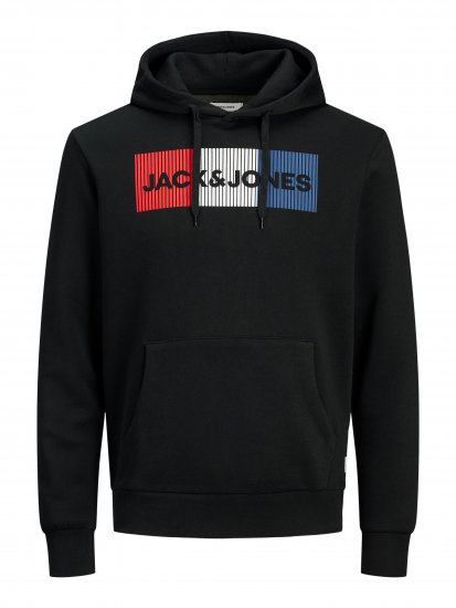Jack & Jones CORP LOGO Hoodie Black - Gensere og hettegensere - Store hettegensere - 2XL-14XL