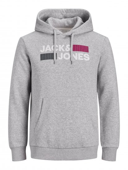 Jack & Jones CORP LOGO Hoodie Light Gray - Gensere og hettegensere - Store hettegensere - 2XL-14XL