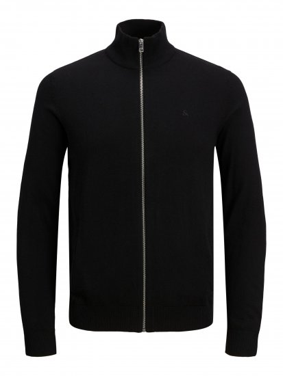 Jack & Jones JJEMIL Knit Turtle Zip Cardigan Black - Gensere og hettegensere - Store hettegensere - 2XL-14XL