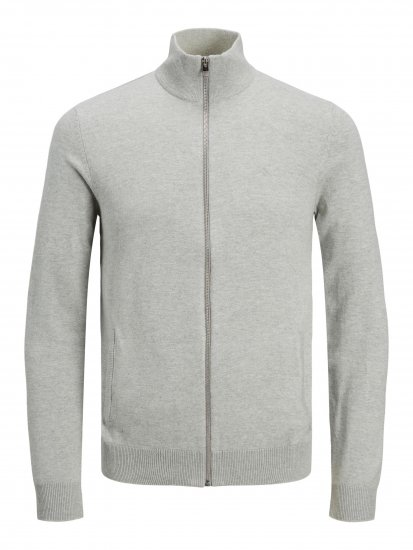 Jack & Jones JJEMIL Knit Turtle Zip Cardigan Light Grey - Gensere og hettegensere - Store hettegensere - 2XL-14XL