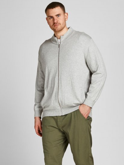 Jack & Jones JJEMIL Knit Turtle Zip Cardigan Light Grey - Gensere og hettegensere - Store hettegensere - 2XL-14XL