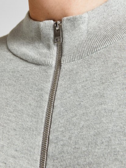 Jack & Jones JJEMIL Knit Turtle Zip Cardigan Light Grey - Gensere og hettegensere - Store hettegensere - 2XL-14XL