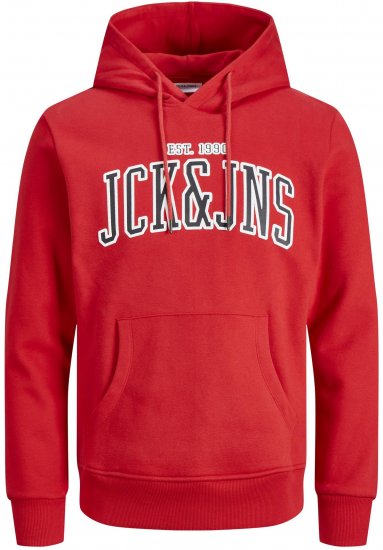 Jack & Jones JJCEMB Hoodie Red - Gensere og hettegensere - Store hettegensere - 2XL-14XL