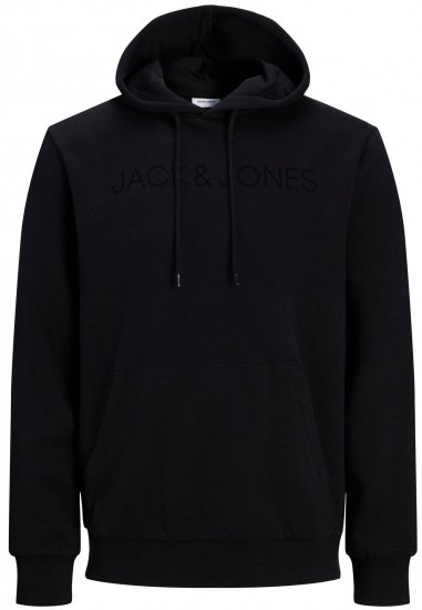 Jack & Jones JJHUGO FLOCK Hoodie Black - Gensere og hettegensere - Store hettegensere - 2XL-14XL